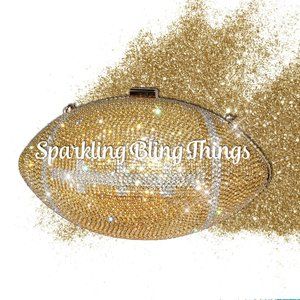 NWT Sparkling Bling Swarovski Crystal Football Clutch Purse Bag Super Bo…